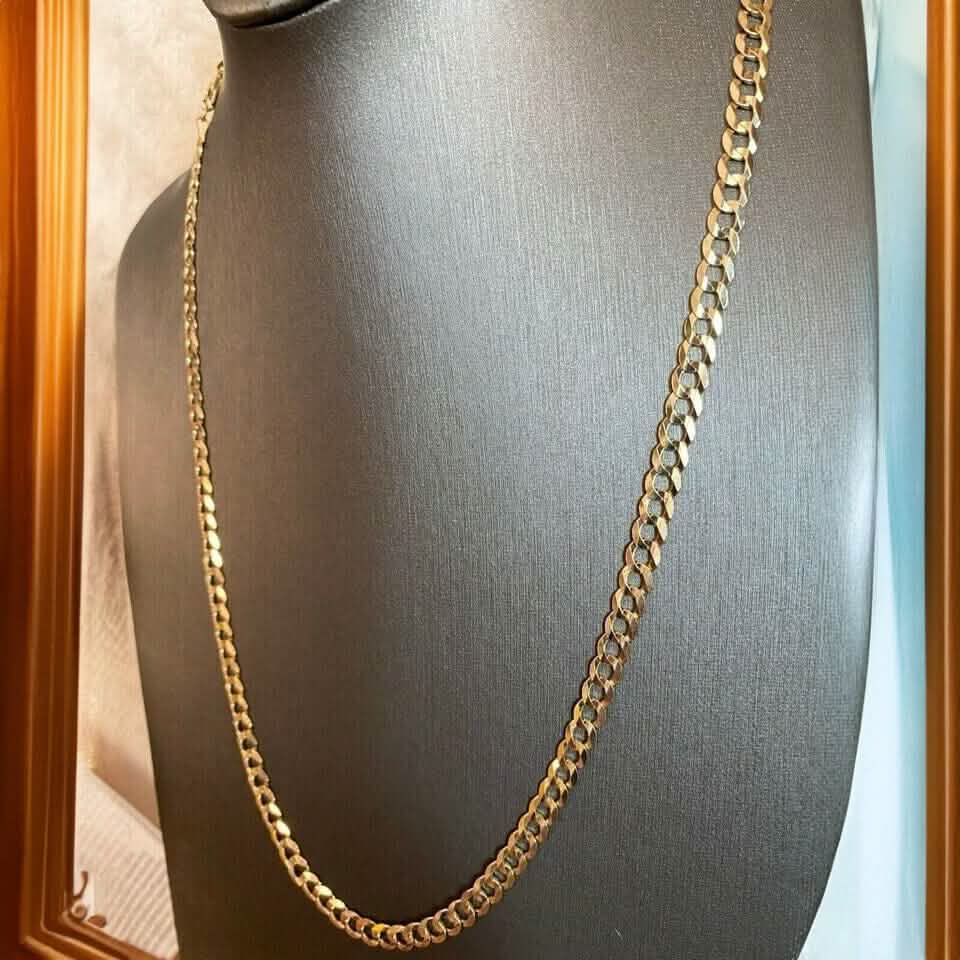 10k Yellow Gold 5MM Curb Chain Cuban Link Necklace 16"-30" Made In Italy DailySale