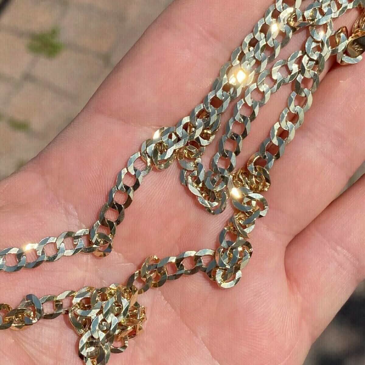 10k Yellow Gold 5MM Curb Chain Cuban Link Necklace 16"-30" Made In Italy DailySale