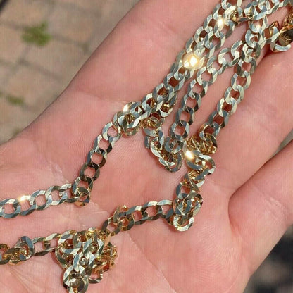 10k Yellow Gold 5MM Curb Chain Cuban Link Necklace 16"-30" Made In Italy DailySale