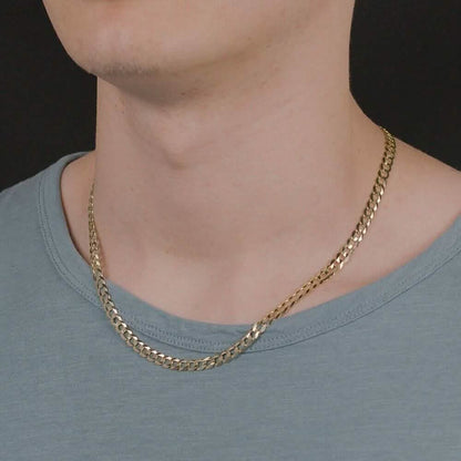 10k Yellow Gold 5MM Curb Chain Cuban Link Necklace 18" DailySale