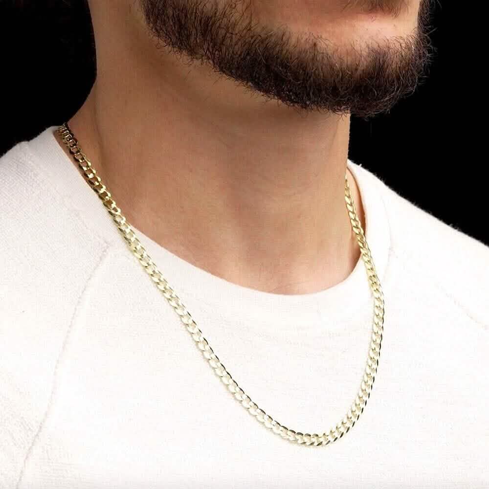 10k Yellow Gold 5MM Curb Chain Cuban Link Necklace 18" DailySale