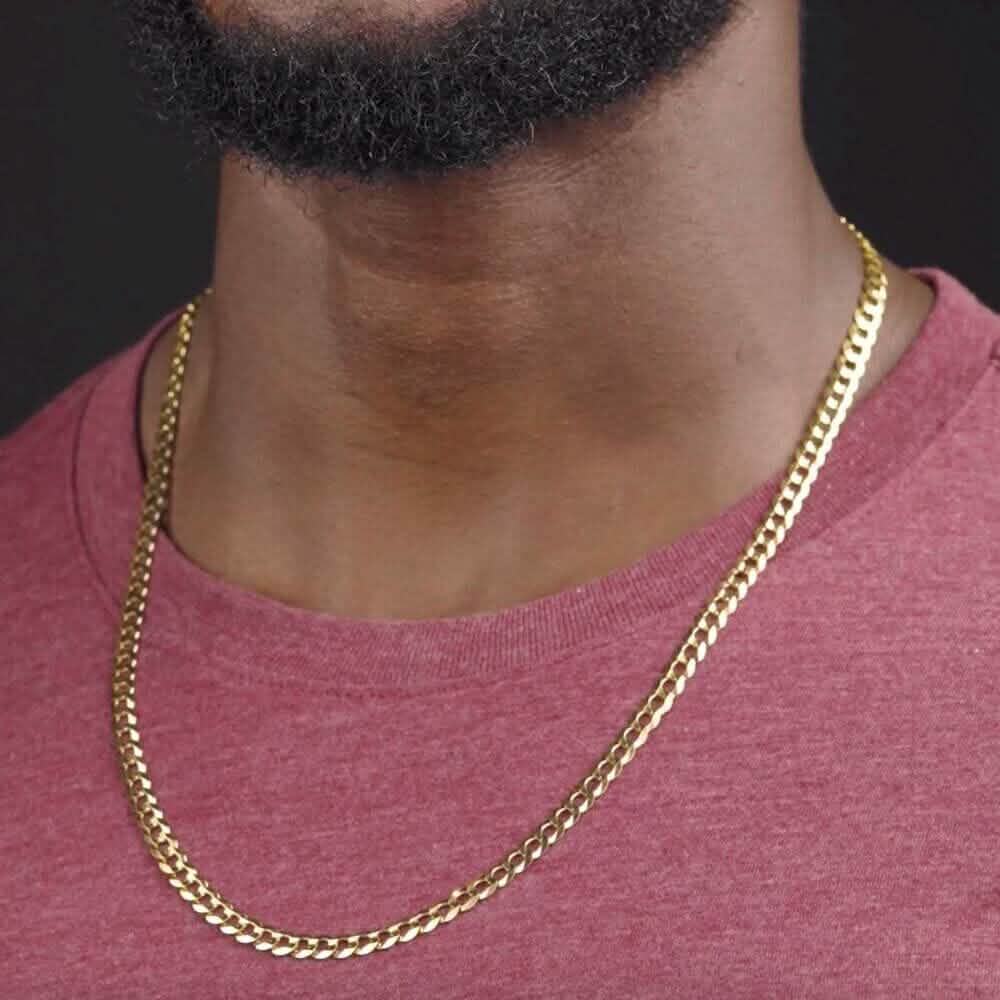 10k Yellow Gold 5MM Curb Chain Cuban Link Necklace 18" DailySale