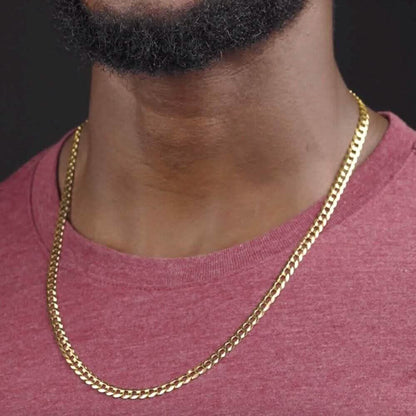 10k Yellow Gold 5MM Curb Chain Cuban Link Necklace 18" DailySale