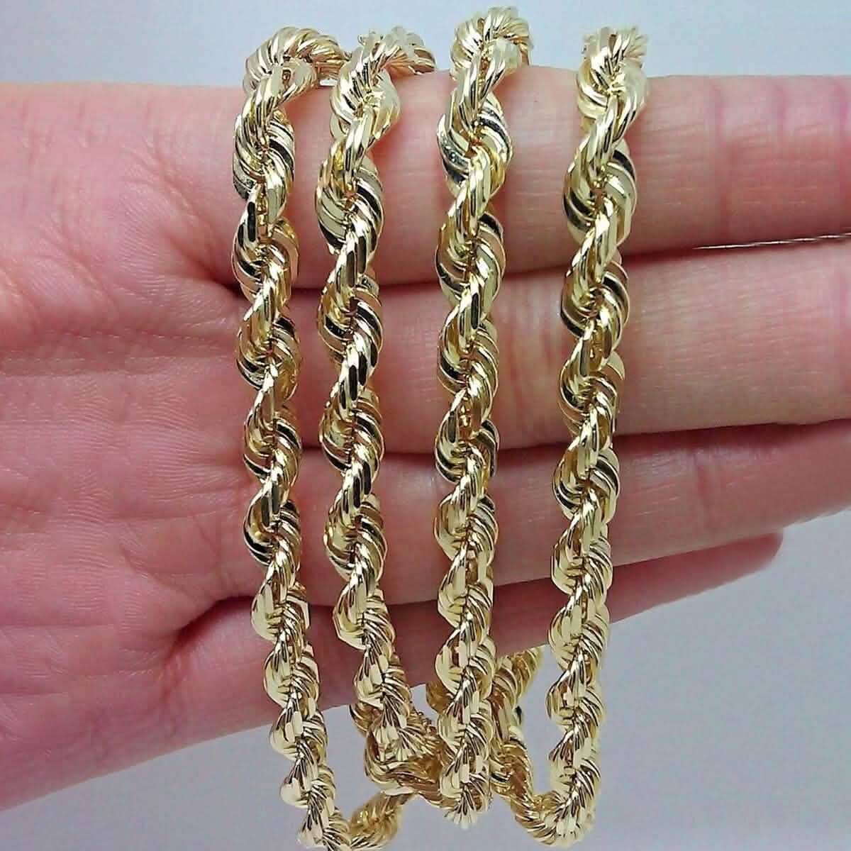 10K Yellow Gold 6MM Diamond Cut Rope Chain Necklace DailySale