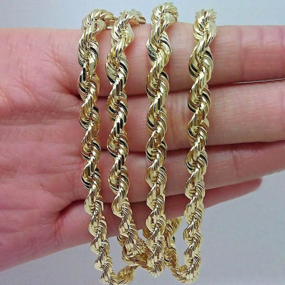 10K Yellow Gold 6MM Diamond Cut Rope Chain Necklace DailySale