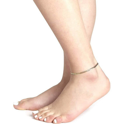 10K Yellow Gold Cuban Curb Chain Bracelet Anklet For Women – 2mm DailySale