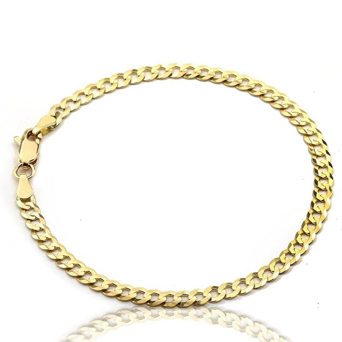 10K Yellow Gold Cuban Curb Chain Bracelet Anklet For Women – 2mm DailySale