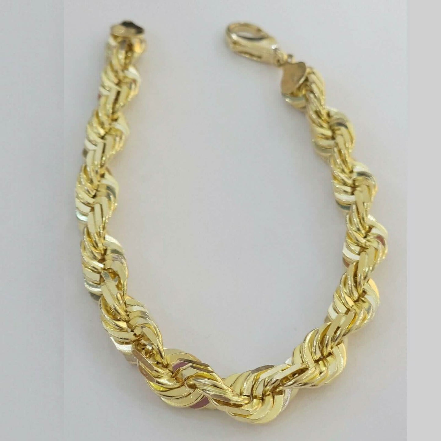 10k Yellow Gold Mens 6mm Diamond Cut Rope Genuine Italian Chain Link Bracelet 8" DailySale