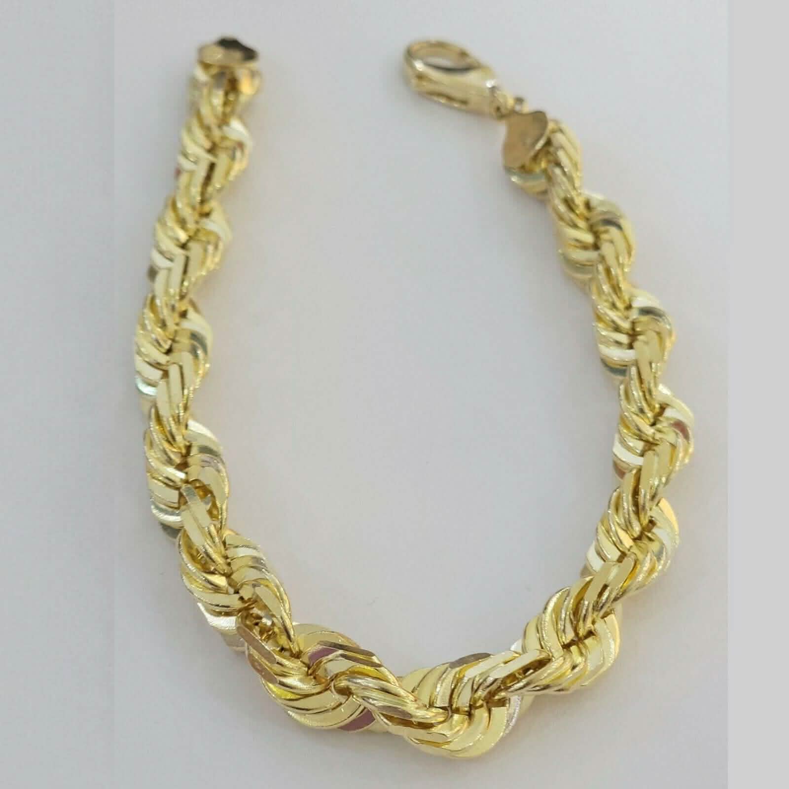 10k Yellow Gold Mens 6mm Diamond Cut Rope Genuine Italian Chain Link Bracelet 8" DailySale
