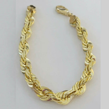 10k Yellow Gold Mens 6mm Diamond Cut Rope Genuine Italian Chain Link Bracelet 8" DailySale