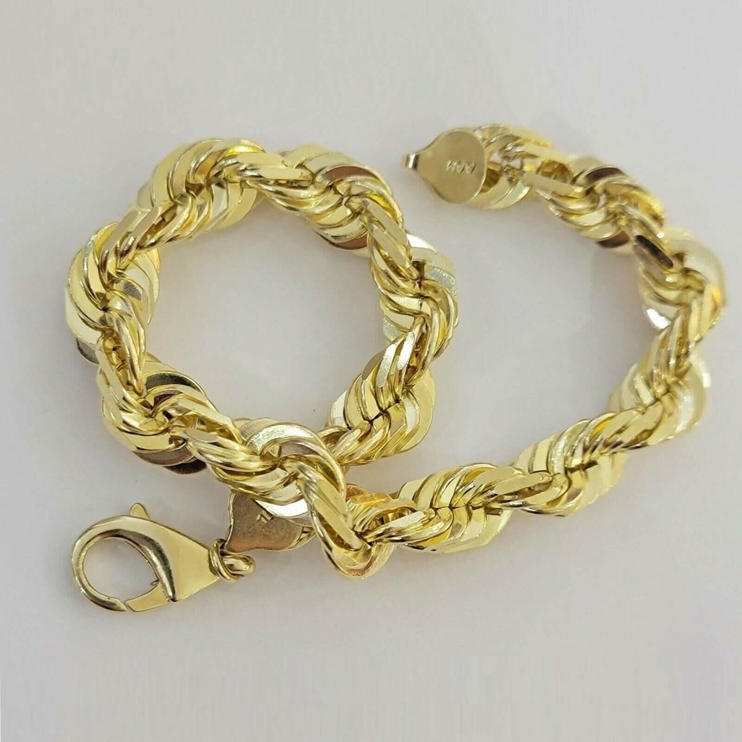 10k Yellow Gold Mens 6mm Diamond Cut Rope Genuine Italian Chain Link Bracelet 8" DailySale