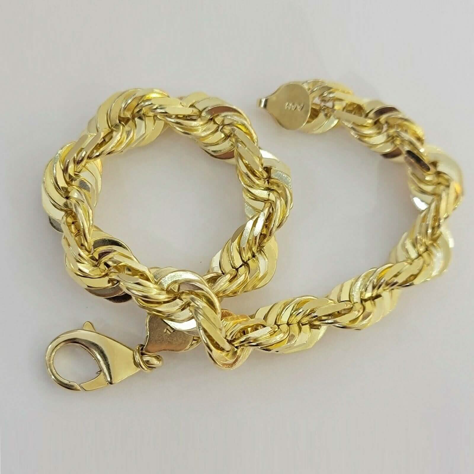 10k Yellow Gold Mens 6mm Diamond Cut Rope Genuine Italian Chain Link Bracelet 8" DailySale