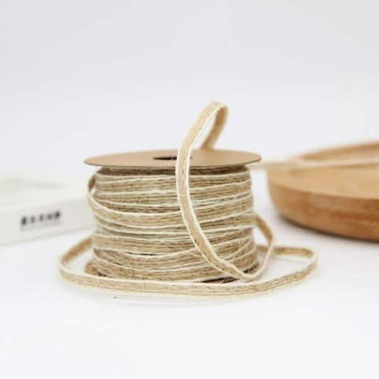 10M/Roll Width 0.5cm Jute Burlap Rolls Hessian Ribbon With Lace Vintage Rustic Wedding Decoration DailySale