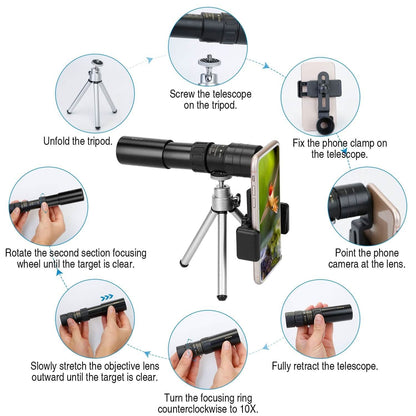 10X-300X Zoom Monocular Telescope High Definition Phone Telephoto Lens DailySale
