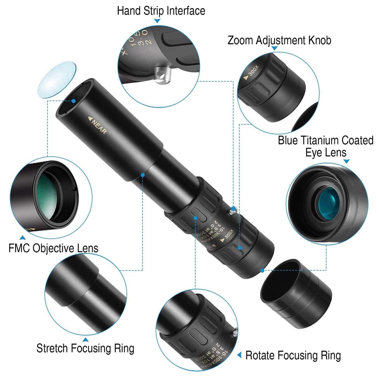 10X-300X Zoom Monocular Telescope High Definition Phone Telephoto Lens DailySale