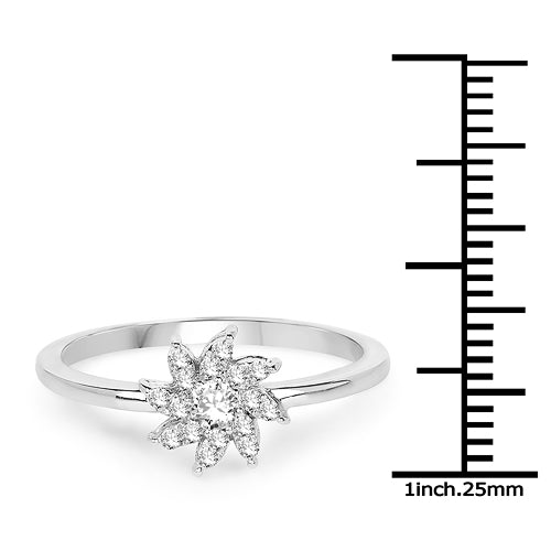 0.18 Carat Genuine White Diamond 14K White Gold Ring (E-F-G Color, SI Clarity) Bids.com