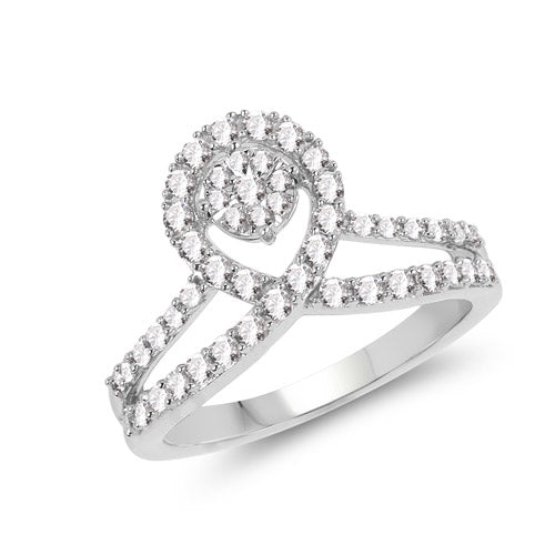 0.54 Carat Genuine White Diamond 14K White Gold Ring (G-H Color, SI1-SI2 Clarity) Bids.com