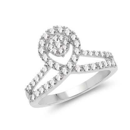 0.54 Carat Genuine White Diamond 14K White Gold Ring (G-H Color, SI1-SI2 Clarity) Bids.com