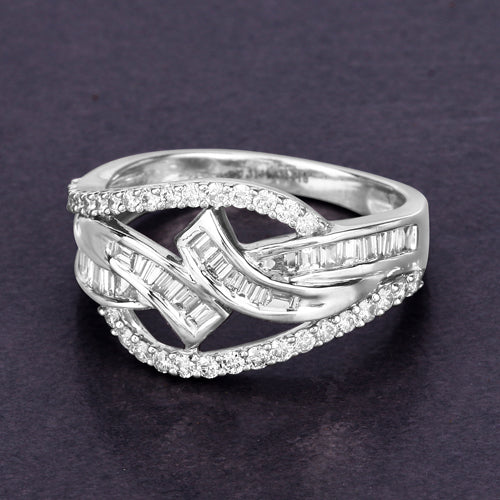 0.72 Carat Genuine White Diamond 14K White Gold Ring (E-F-G Color, VS-SI Clarity) Bids.com