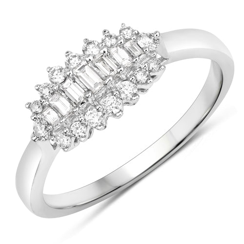 0.37 Carat Genuine White Diamond 14K White Gold Ring (E-F Color, VS-SI Clarity) Bids.com