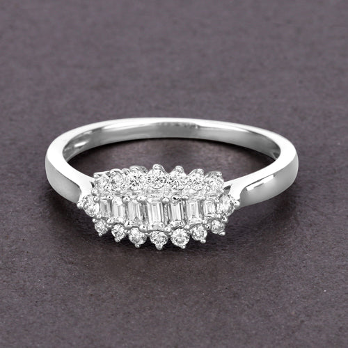 0.37 Carat Genuine White Diamond 14K White Gold Ring (E-F Color, VS-SI Clarity) Bids.com