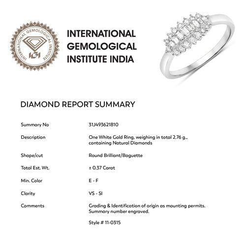 0.37 Carat Genuine White Diamond 14K White Gold Ring (E-F Color, VS-SI Clarity) Bids.com
