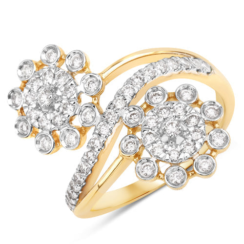 0.56 Carat Genuine White Diamond 14K Yellow Gold Ring (E-F Color, SI1-SI2 Clarity) Bids.com