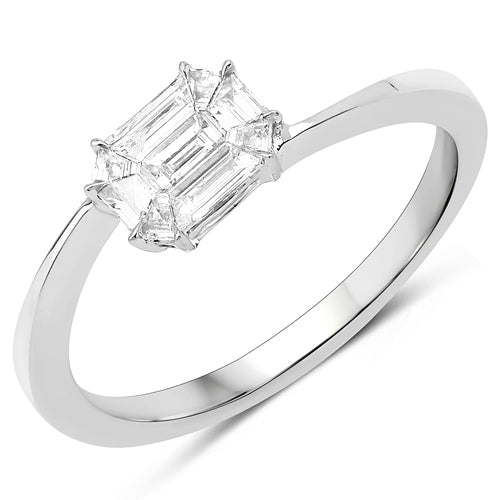 0.33 Carat Genuine White Diamond 18K White Gold Ring (F-G Color, VVS-VS Clarity) Bids.com