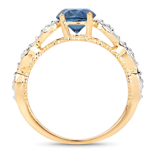 1.27 Carat Genuine Blue Sapphire and White Diamond 14K Yellow Gold Ring Bids.com