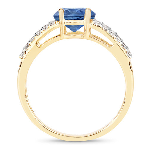1.29 Carat Genuine Blue Sapphire and White Diamond 14K Yellow Gold Ring Bids.com