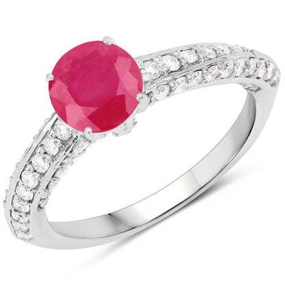 1.49 Carat Genuine Ruby and White Diamond 14K White Gold Ring (I Color, SI Clarity) Bids.com