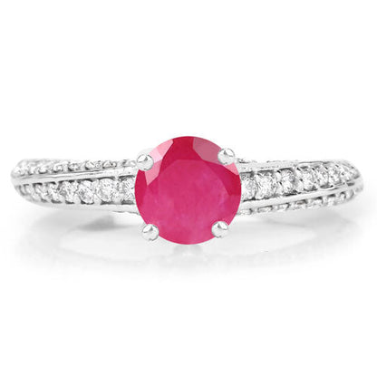 1.49 Carat Genuine Ruby and White Diamond 14K White Gold Ring (I Color, SI Clarity) Bids.com