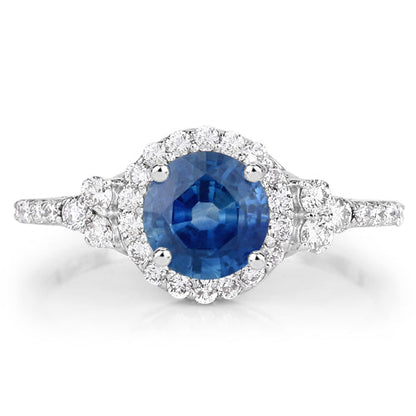 1.34 Carat Genuine Blue Sapphire and White Diamond 14K White Gold Ring Bids.com