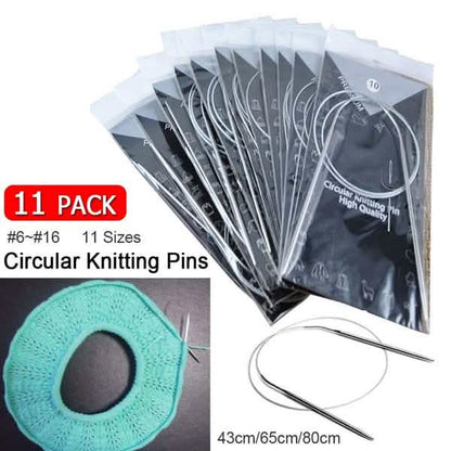 11-Pack: Stainless Steel Circular Knitting Needles Circular Knitting Pins DailySale