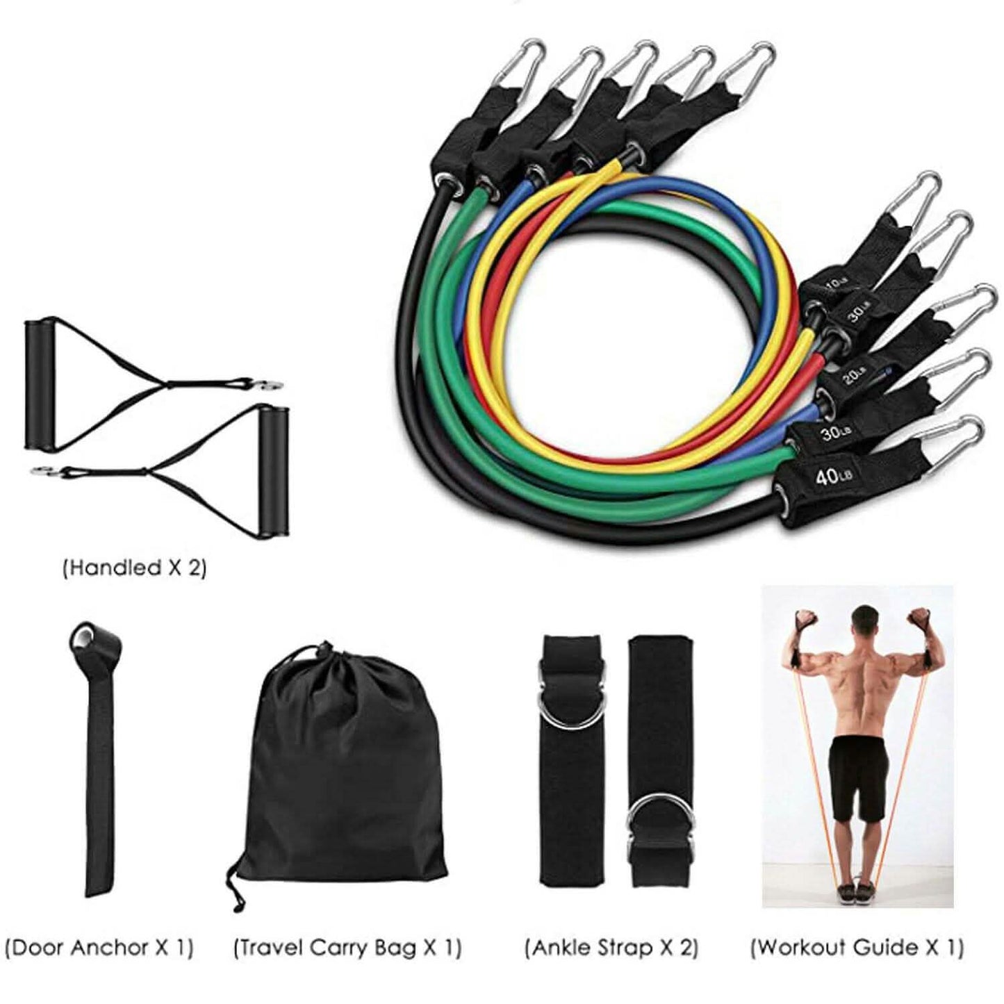 11-Piece Set: Gym Pull Rope Exercise Resistance Bands DailySale