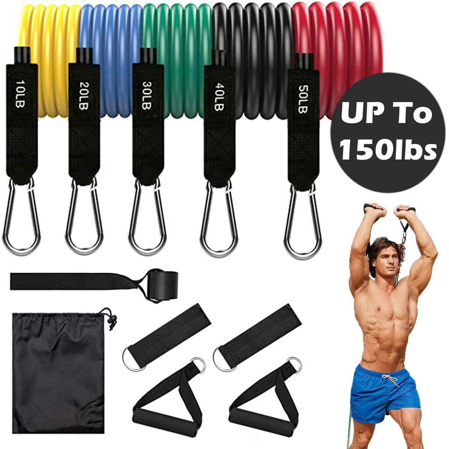 11-Piece Set: Gym Pull Rope Exercise Resistance Bands DailySale