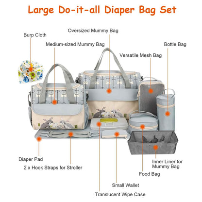 11-Piece Set: Multifunctional Diaper Handbags with Food Bag DailySale
