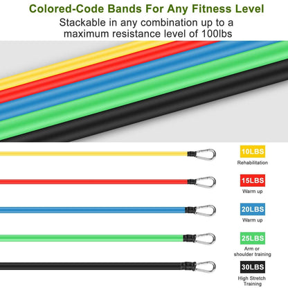 11-Piece Set: Resistance Bands Set Fitness DailySale