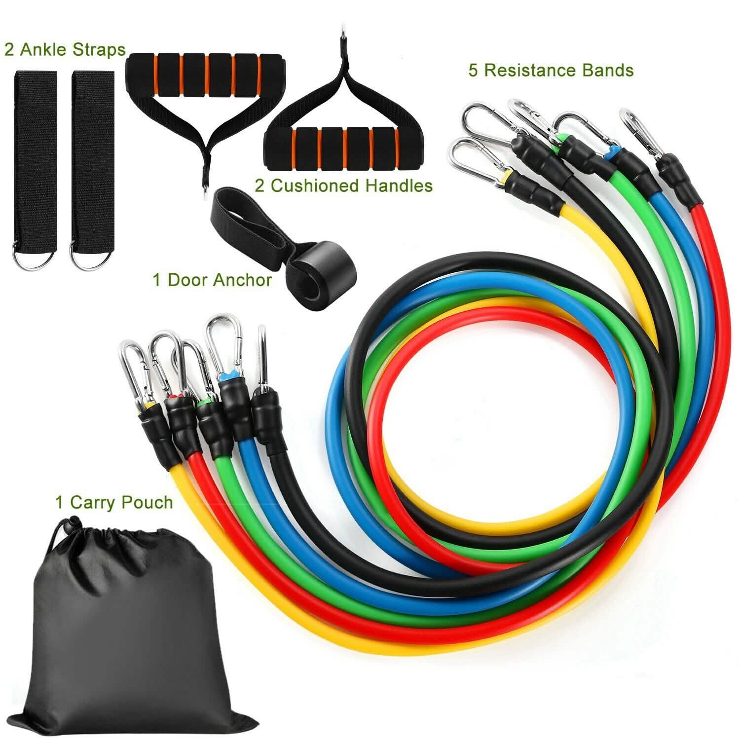 11-Piece Set: Resistance Bands Set Fitness DailySale
