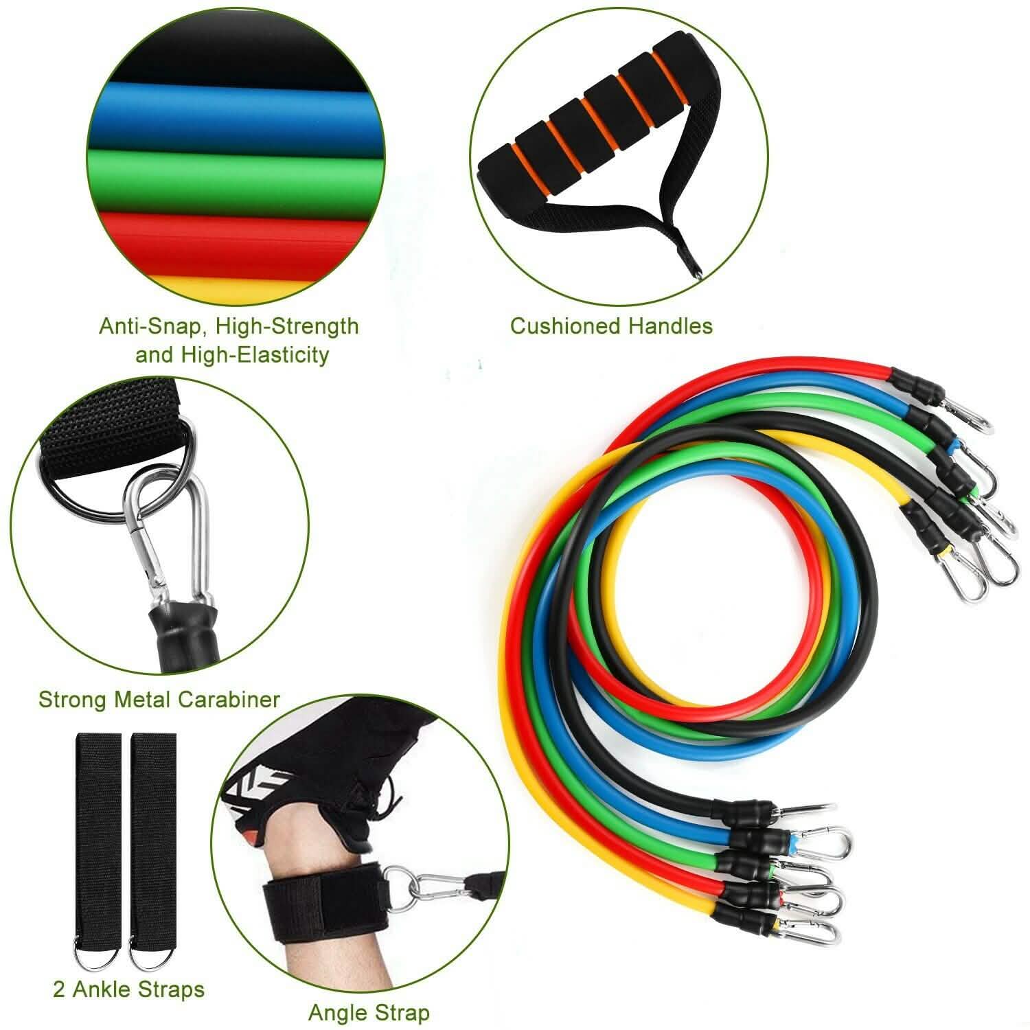 11-Piece Set: Resistance Bands Set Fitness DailySale