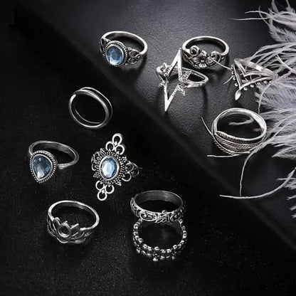 11-Pieces: Vintage Synthetic Gemstone Ring Set DailySale