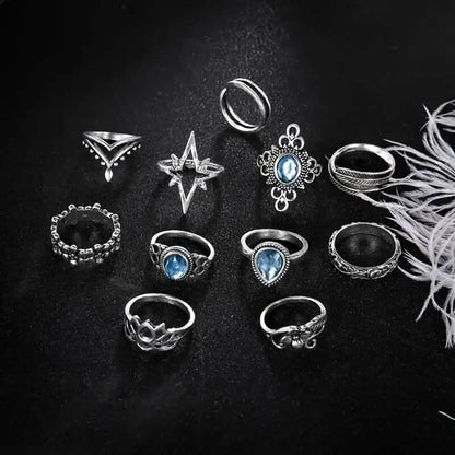 11-Pieces: Vintage Synthetic Gemstone Ring Set DailySale