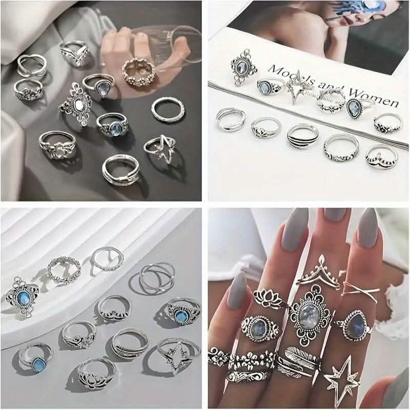11-Pieces: Vintage Synthetic Gemstone Ring Set DailySale