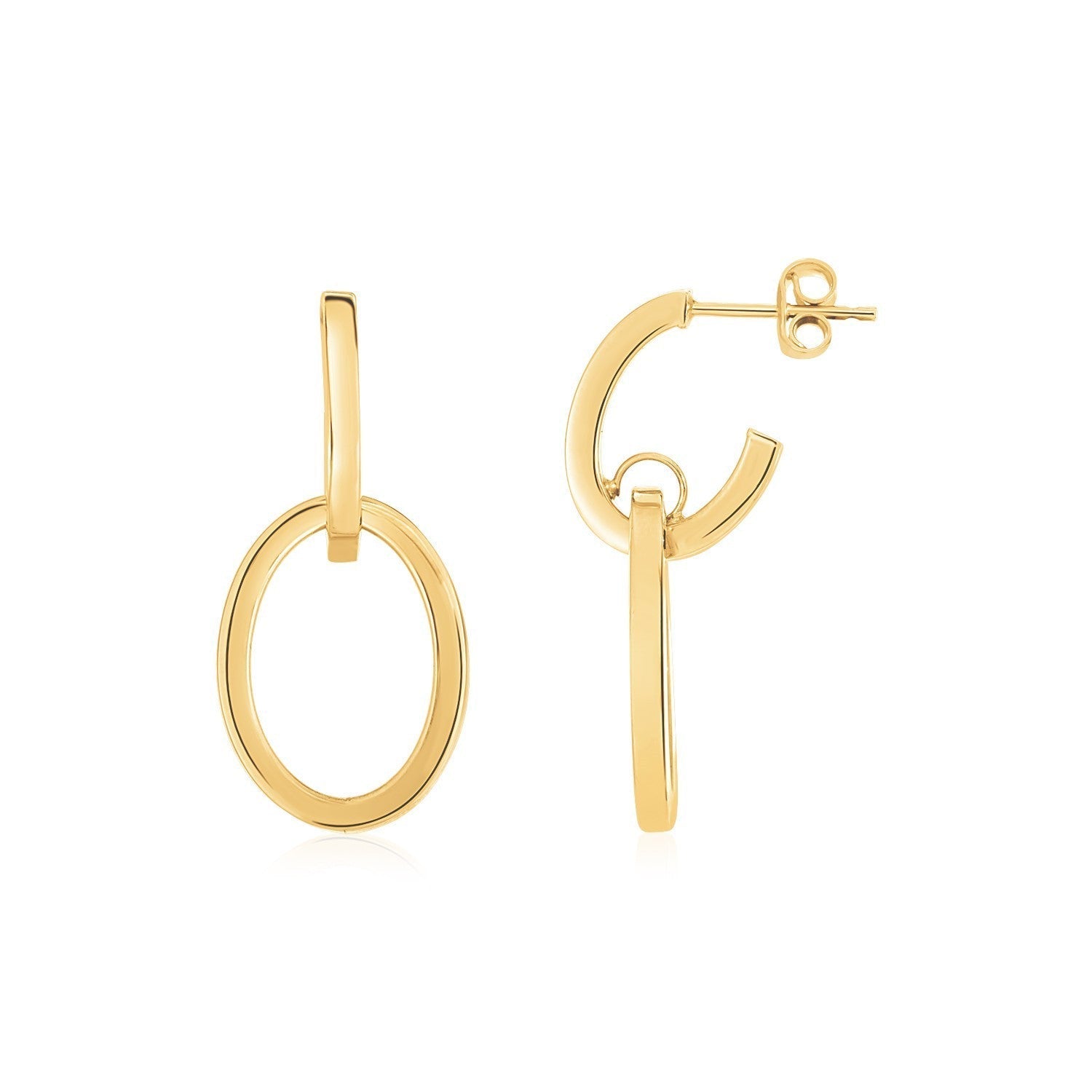 14K Yellow Gold Interlocking Drop Hoop Earrings Bids.com