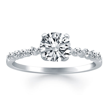 14k White Gold Diamond Engagement Ring with Shared Prong Diamond Accents Bids.com