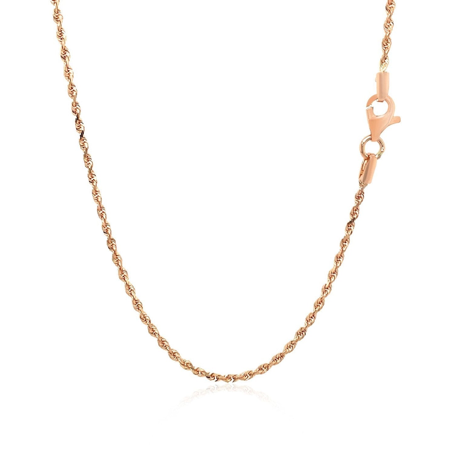 14k Rose Gold Solid Diamond Cut Rope Chain 1.5mm Bids.com