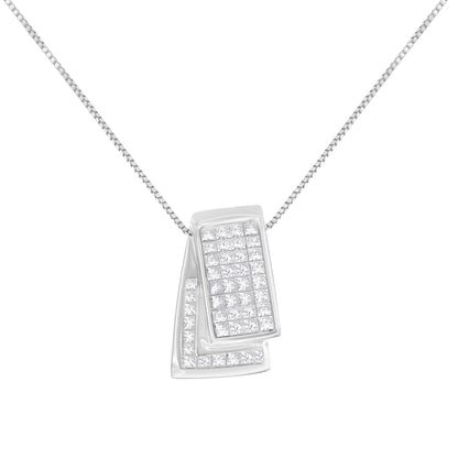 14KT White Gold Diamond Box Pendant Necklace (1 cttw, H-I Color, SI2-I1 Clarity) Bids.com