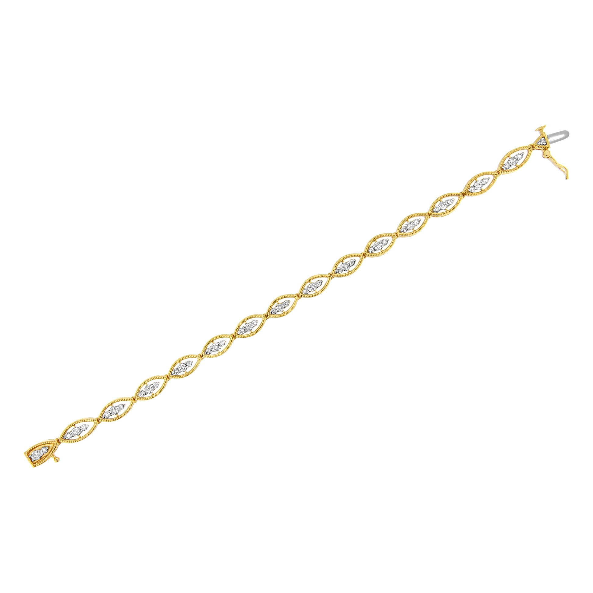 10K Yellow Gold Plated .925 Sterling Silver 1 cttw Prong Set Round-Cut Diamond Link Bracelet (J-K Color, I1-I2 Clarity) - 7.25" Bids.com