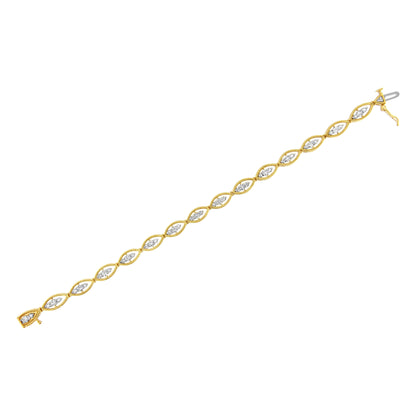 10K Yellow Gold Plated .925 Sterling Silver 1 cttw Prong Set Round-Cut Diamond Link Bracelet (J-K Color, I1-I2 Clarity) - 7.25" Bids.com