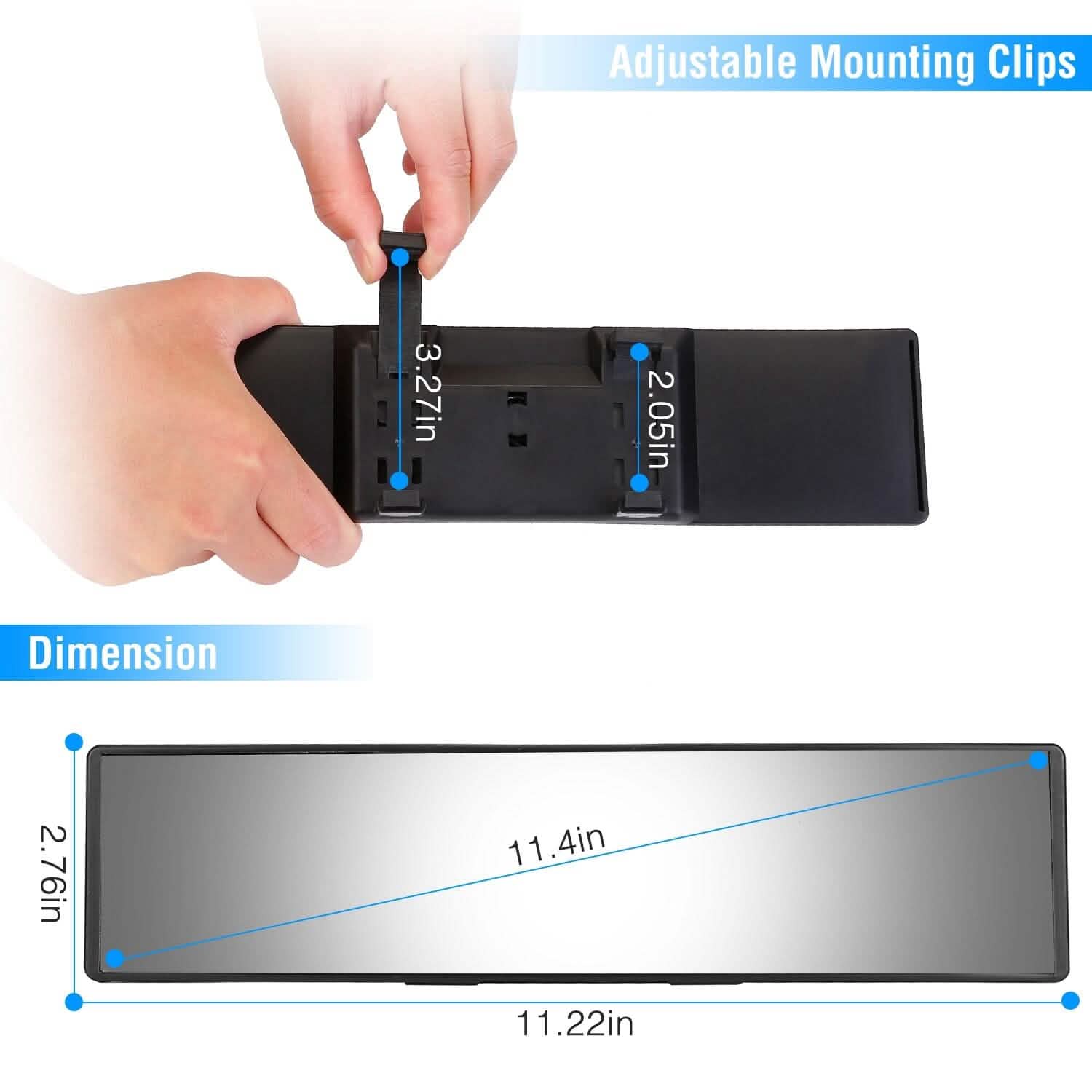11.4-Inch Interior Clip-On Curve Car Rearview Mirror DailySale